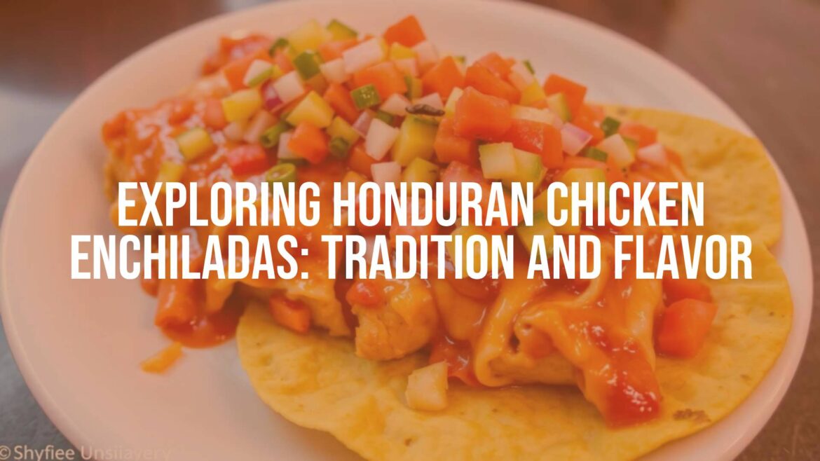 Honduran chicken enchiladas, open-faced tostada, colorful toppings, fried corn tortilla, vibrant street food, Central American cuisine, traditional, appetizing, realistic.