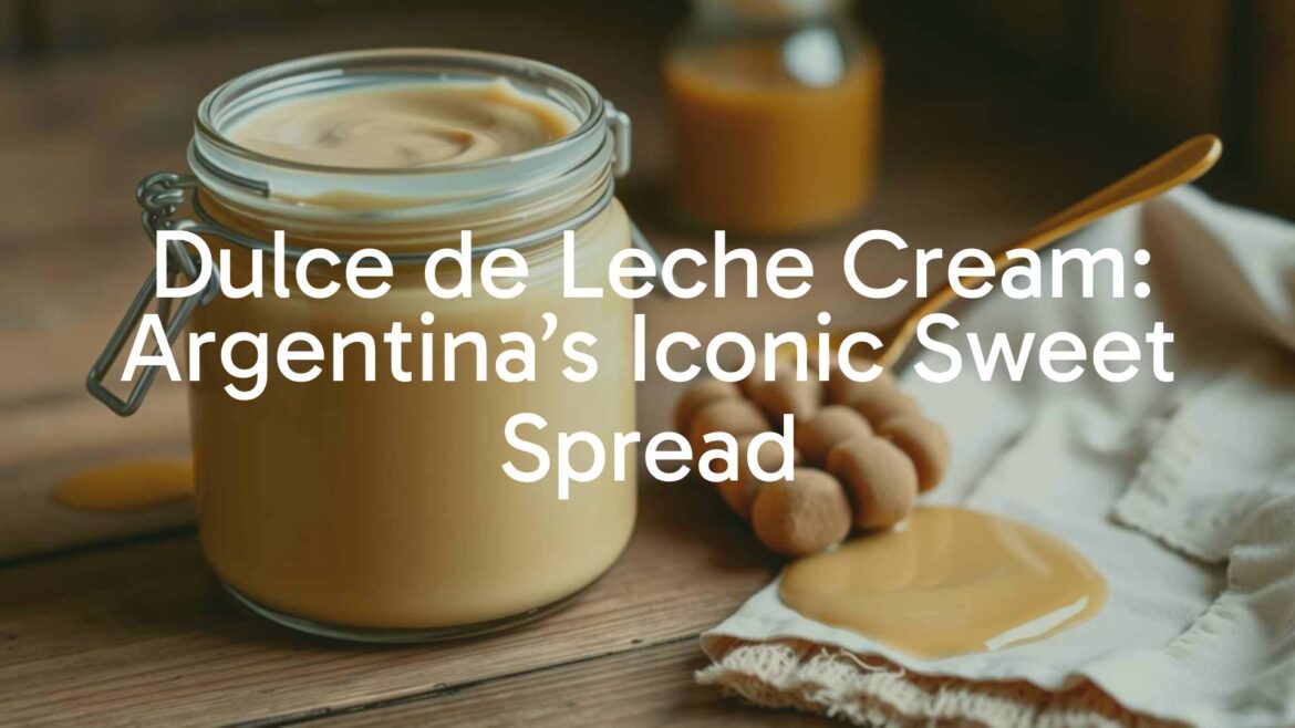 A jar of creamy dulce de leche with a golden spoon, rustic wooden table, warm caramel tones, soft lighting, realistic.