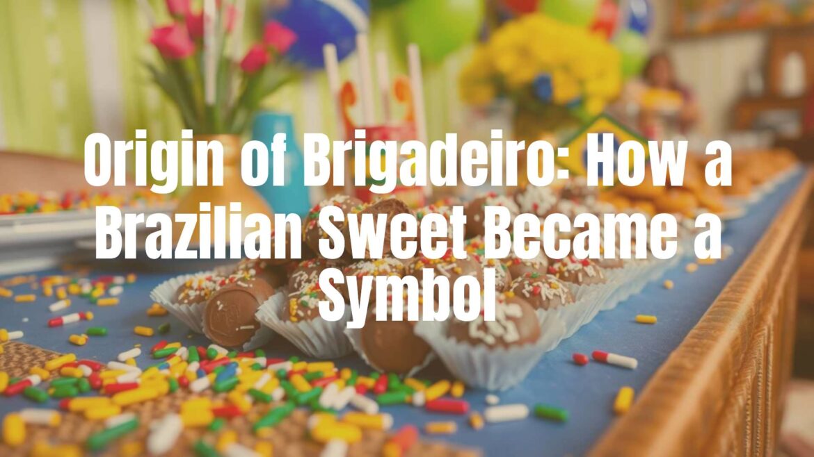 Brigadeiro chocolate candies on a festive table, Brazilian celebration, cheerful atmosphere, realistic.