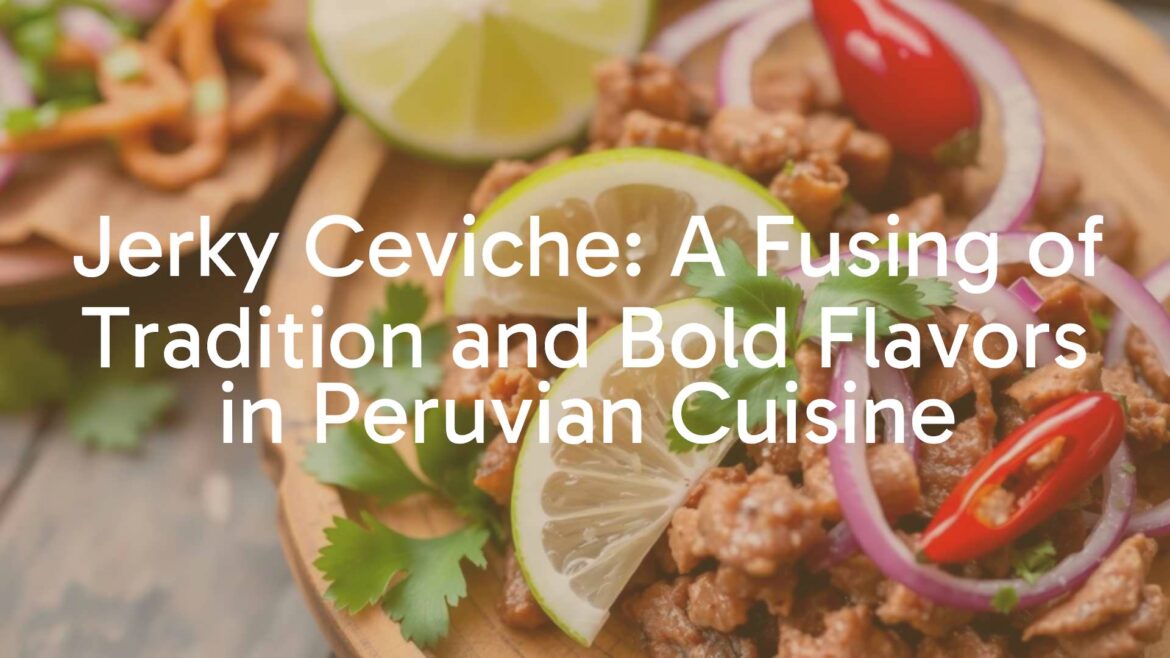 Silverside ceviche dish on a rustic wooden table, fresh silverside fish slices, vibrant red onions, sliced chilies, fresh herbs, citrus marinade, coastal Peruvian setting, bright and appetizing, realistic food photography.